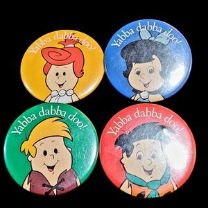 Set of 4 Vintage Flinstone Kids button pins